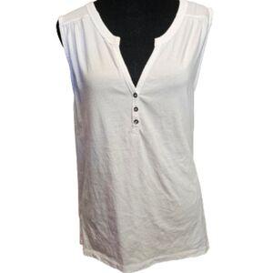 GAP  White Sleeveless Weekend Henley Top